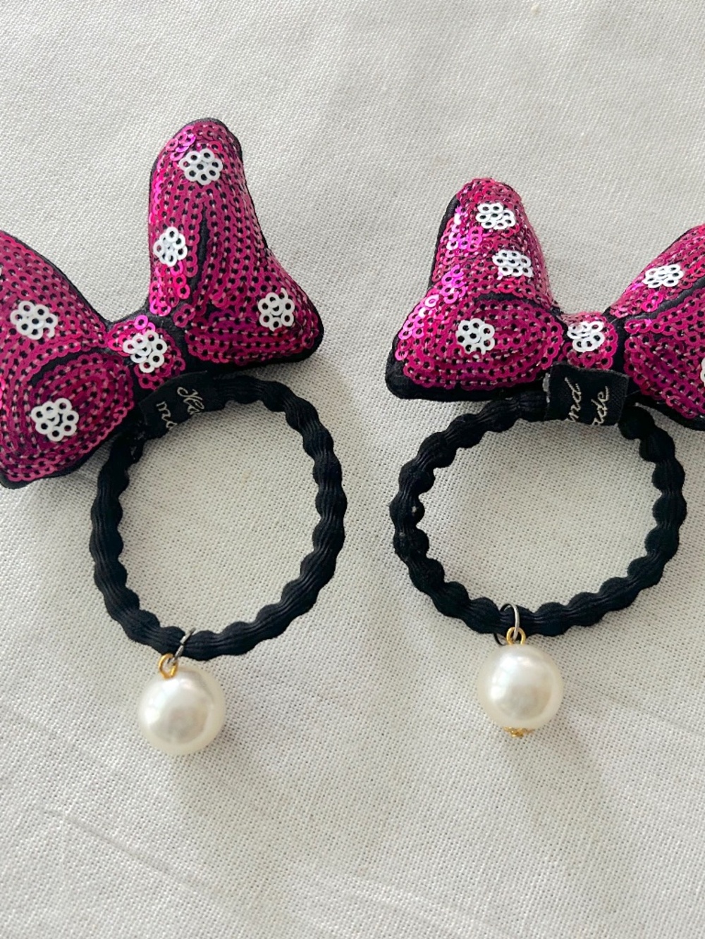 Minnie Mouse Hair Ties Hot Pink (Set of 2) NEW